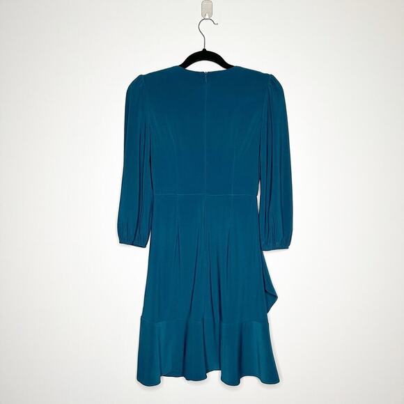 Eliza J Faux Wrap Midi Dress Women's Teal Size 0 - Picture 3 of 6